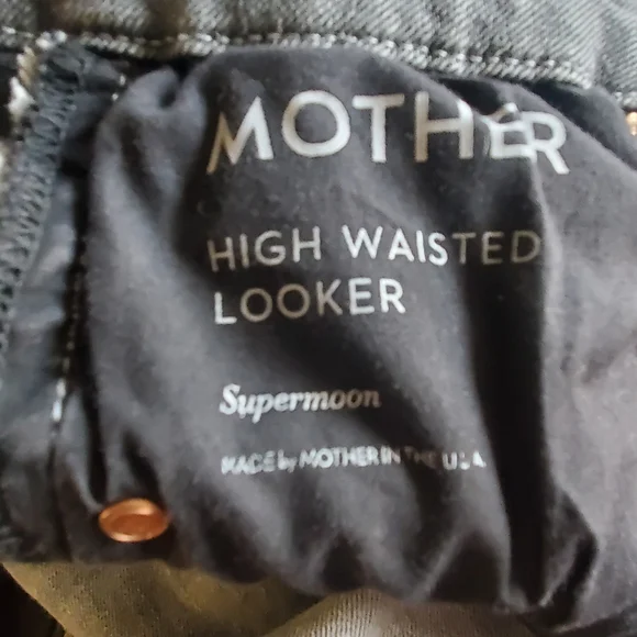 MOTHER HIGH WAISTED LOOKER . SKINNY LEG. SZ 25. STRETCH GREY. RAW HEM. - Picture 5 of 8